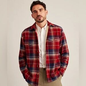 Bonobos Men's Long Sleeve Button-Front Sherpa-Lined Plaid Shirt Jacket